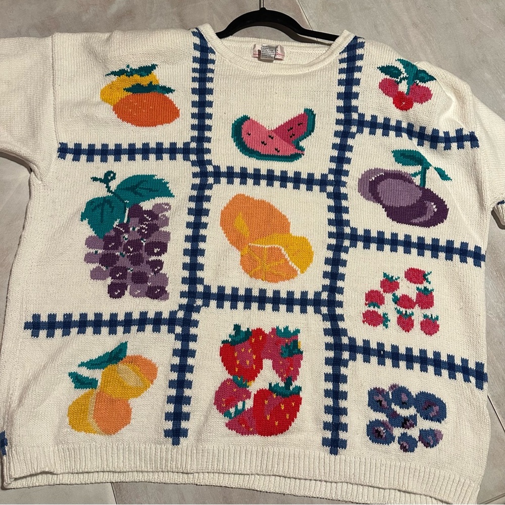 White Fruit-Print Sweater - Picture 6 of 8